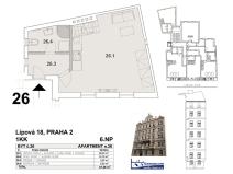 Pronájem bytu 1+kk, Praha - Nové Město, Lípová, 47 m2