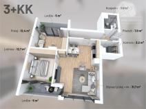 Prodej bytu 3+kk, Praha - Vysočany, Na výběžku, 76 m2