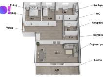 Prodej bytu 3+1, Jablunkov, Čs. armády, 76 m2