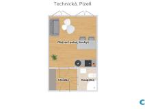 Prodej bytu 1+kk, Plzeň, Technická, 29 m2