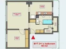 Pronájem bytu 2+1, Hradec Králové, Horova, 60 m2