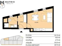 Prodej bytu 1+kk, Pardubice, Nová Tesla, 32 m2