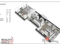 Pronájem bytu 3+kk, Hradec Králové - Třebeš, Pod Zámečkem, 71 m2