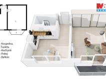 Pronájem bytu 1+1, Prostějov, Libušinka, 33 m2