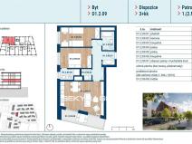 Prodej bytu 3+kk, Praha - Čakovice, Marie Podvalové, 72 m2