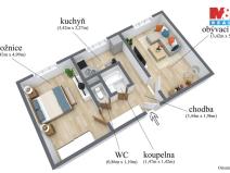 Prodej bytu 2+1, Chomutov, Vrchlického, 55 m2