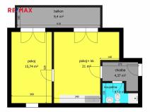 Pronájem bytu 2+kk, Kolín, Zengrova, 43 m2