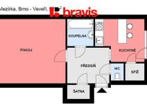 Pronájem bytu 1+1, Brno, Mezírka, 52 m2