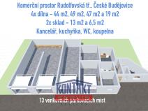 Pronájem výrobních prostor, České Budějovice - České Budějovice 4, Rudolfovská tř., 250 m2
