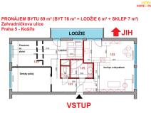 Pronájem bytu 3+1, Praha - Košíře, Zahradníčkova, 89 m2