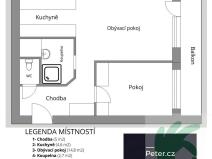 Pronájem bytu 2+kk, Mělník, Sportovní, 41 m2