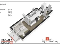 Pronájem bytu 1+kk, Náchod - Staré Město nad Metují, Bartoňova, 40 m2