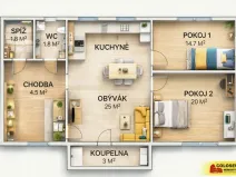 Prodej bytu 2+1, Zastávka, 69 m2