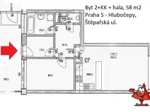 Pronájem bytu 2+kk, Praha - Hlubočepy, Štěpařská, 58 m2
