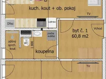 Pronájem bytu 2+kk, Milevsko, 5. května, 60 m2