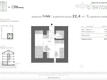 Prodej bytu 1+kk, Praha - Vysočany, Kolmá, 23 m2