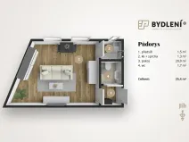 Prodej bytu 1+kk, Ústí nad Labem, Elišky Krásnohorské, 25 m2
