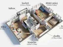 Pronájem bytu 3+1, Děčín, Slezská, 89 m2