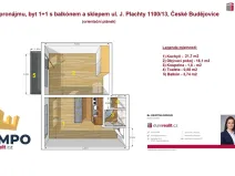 Pronájem bytu 1+1, České Budějovice - České Budějovice 3, J. Plachty, 38 m2