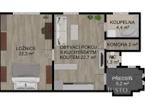 Prodej bytu 2+kk, Písek, Kollárova, 59 m2