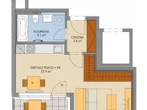 Prodej bytu 1+kk, Praha - Hlubočepy, Gollové, 33 m2