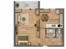 Pronájem bytu 1+1, Brno - Lesná, Brožíkova, 38 m2