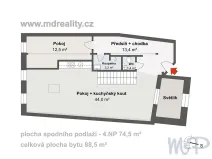 Pronájem bytu 3+kk, Jihlava, Masarykovo náměstí, 88 m2