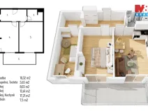 Prodej bytu 3+kk, Rostěnice-Zvonovice - Rostěnice, 53 m2