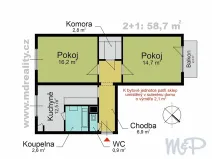 Pronájem bytu 2+1, Jihlava, Fügnerova, 61 m2