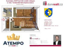 Pronájem bytu 2+kk, Sezimovo Ústí, náměstí Tomáše Bati, 52 m2