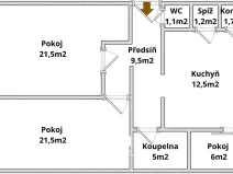 Pronájem bytu 3+1, Brno, Merhautova, 80 m2