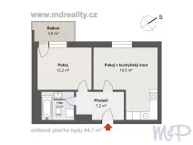 Pronájem bytu 2+kk, Jihlava, Vrchlického, 44 m2