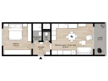 Pronájem bytu 2+kk, Praha - Hlubočepy, Gabinova, 47 m2