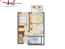 Pronájem bytu 2+kk, Praha, Pod Harfou, 45 m2
