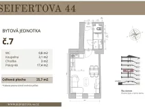 Pronájem bytu 1+kk, Praha - Žižkov, Seifertova, 25 m2
