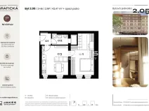 Prodej bytu 2+kk, Praha - Smíchov, Grafická, 42 m2