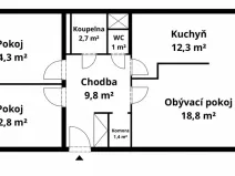 Pronájem bytu 3+1, Praha - Horní Měcholupy, Milánská, 78 m2