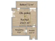 Pronájem bytu 1+kk, Dobřany, Denksteinova, 35 m2