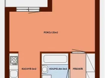 Pronájem bytu 1+kk, Brno, Dusíkova, 40 m2