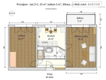 Pronájem bytu 2+1, Jihlava, Kollárova, 55 m2