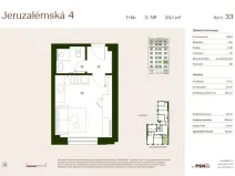 Prodej bytu 1+kk, Praha, Jeruzalémská, 23 m2