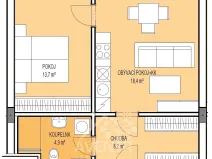 Pronájem bytu 2+kk, Liberec, U Nisy, 48 m2