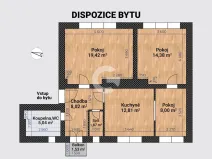 Prodej bytu 3+1, Zlín, Hluboká, 69 m2
