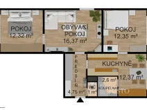 Prodej bytu 3+1, Písek, třída Přátelství, 61 m2