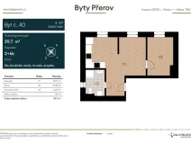 Pronájem bytu 2+kk, Přerov - Přerov I-Město, Husova, 39 m2
