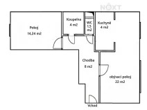 Pronájem bytu 2+kk, Pardubice, Na Labišti, 53 m2