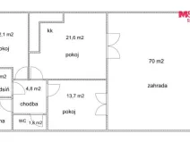 Pronájem rodinného domu, Oleška, 62 m2
