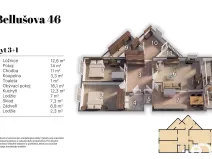 Prodej bytu 3+1, Praha - Stodůlky, Bellušova, 80 m2