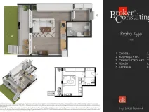 Pronájem bytu 1+kk, Praha - Kyje, Davidovičova, 31 m2