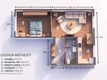 Pronájem bytu 2+kk, Most, Petra Jilemnického, 53 m2